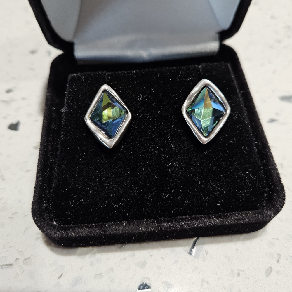 UNO de 50 Silver and Blue Geometric Earrings